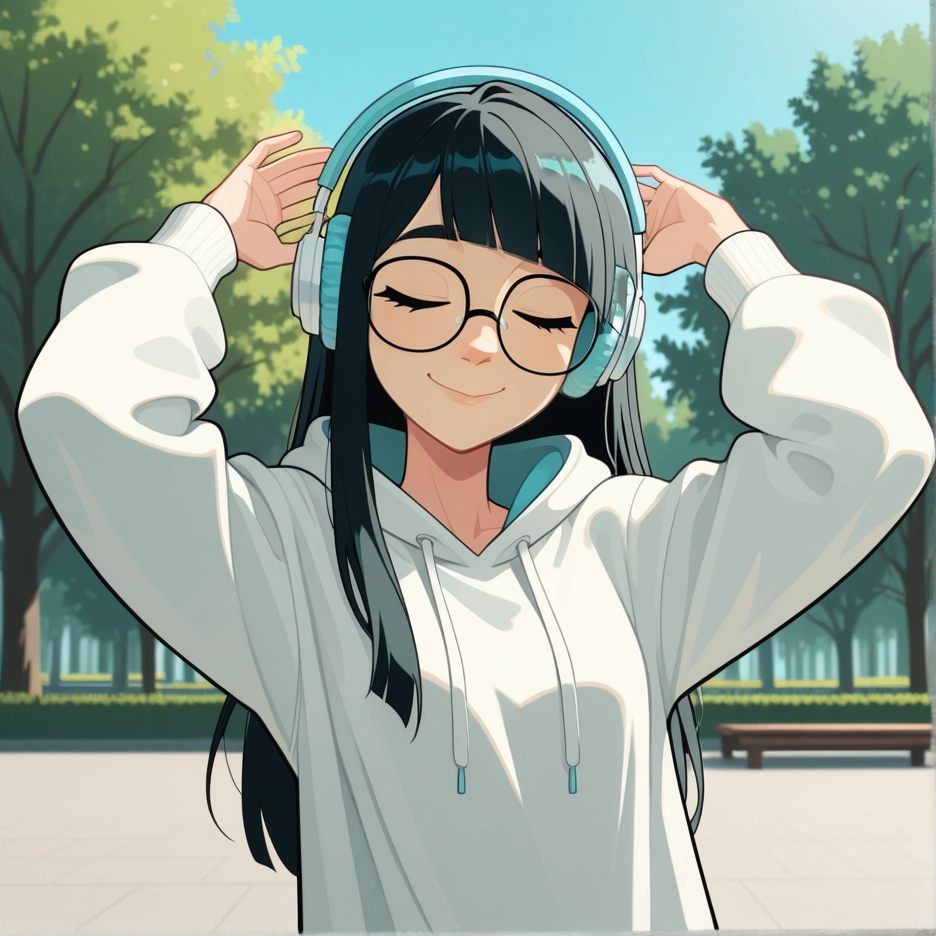 1girl, glasses, solo, smile, hood, blue eyes · Yamete.gg