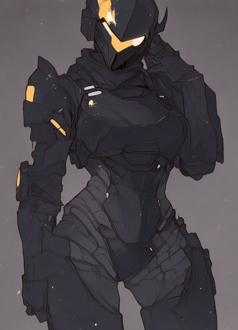 1girl, solo, helmet, grey background, armor, breasts · Yamete.gg