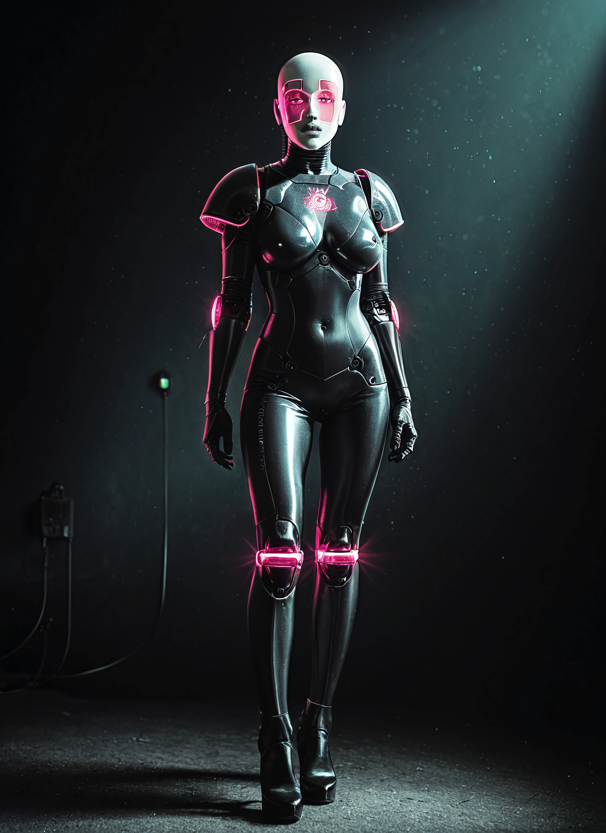 1girl, solo, breasts, bodysuit, glowing, cable · Yamete.gg