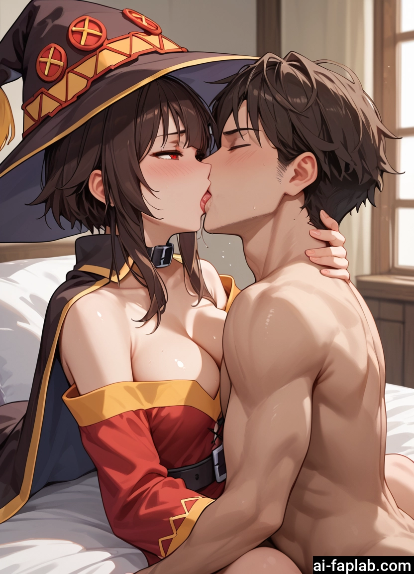 1girl, 1boy, breasts, hat, witch hat, red eyes · Yamete.gg