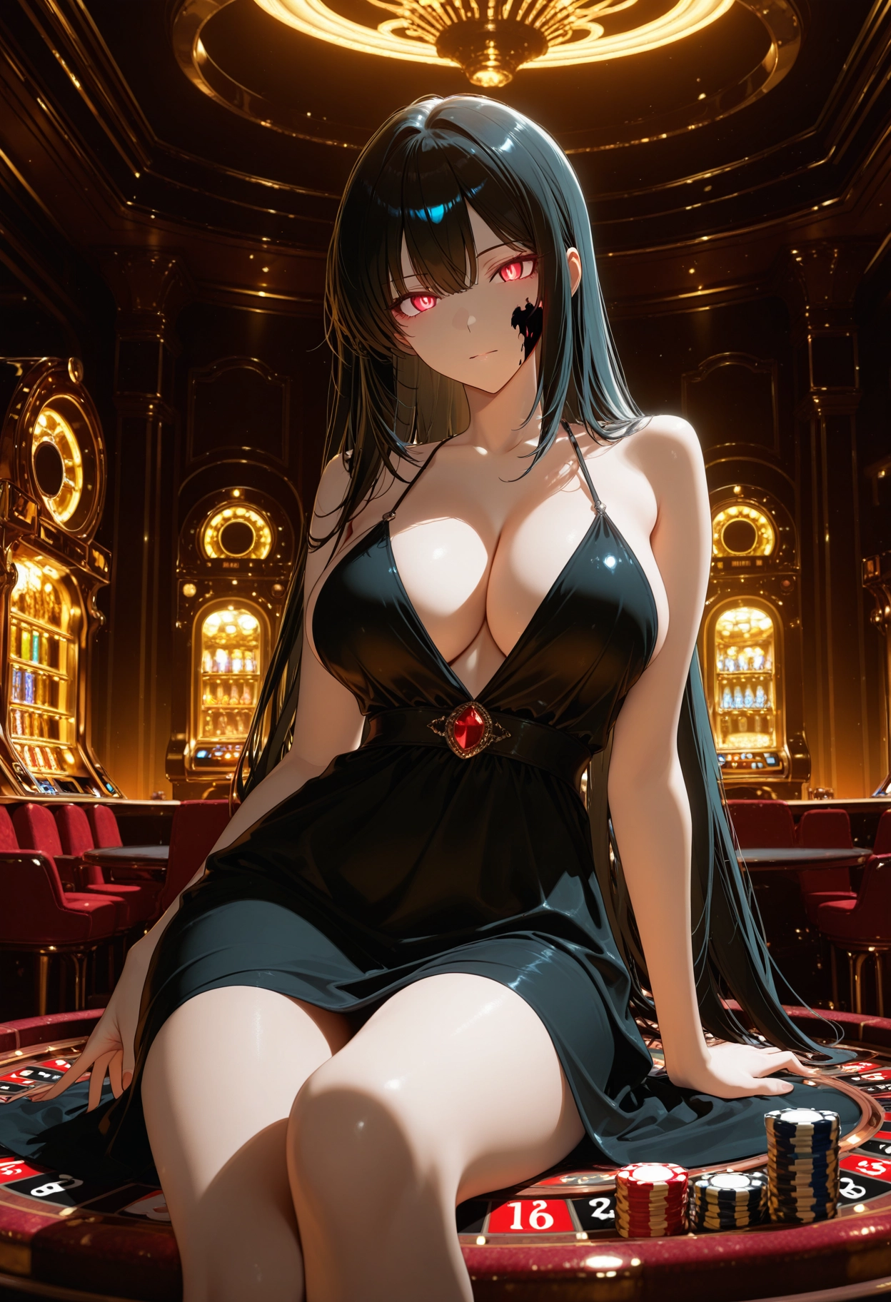 1girl, breasts, solo, dress, large breasts, long hair · Yamete.gg