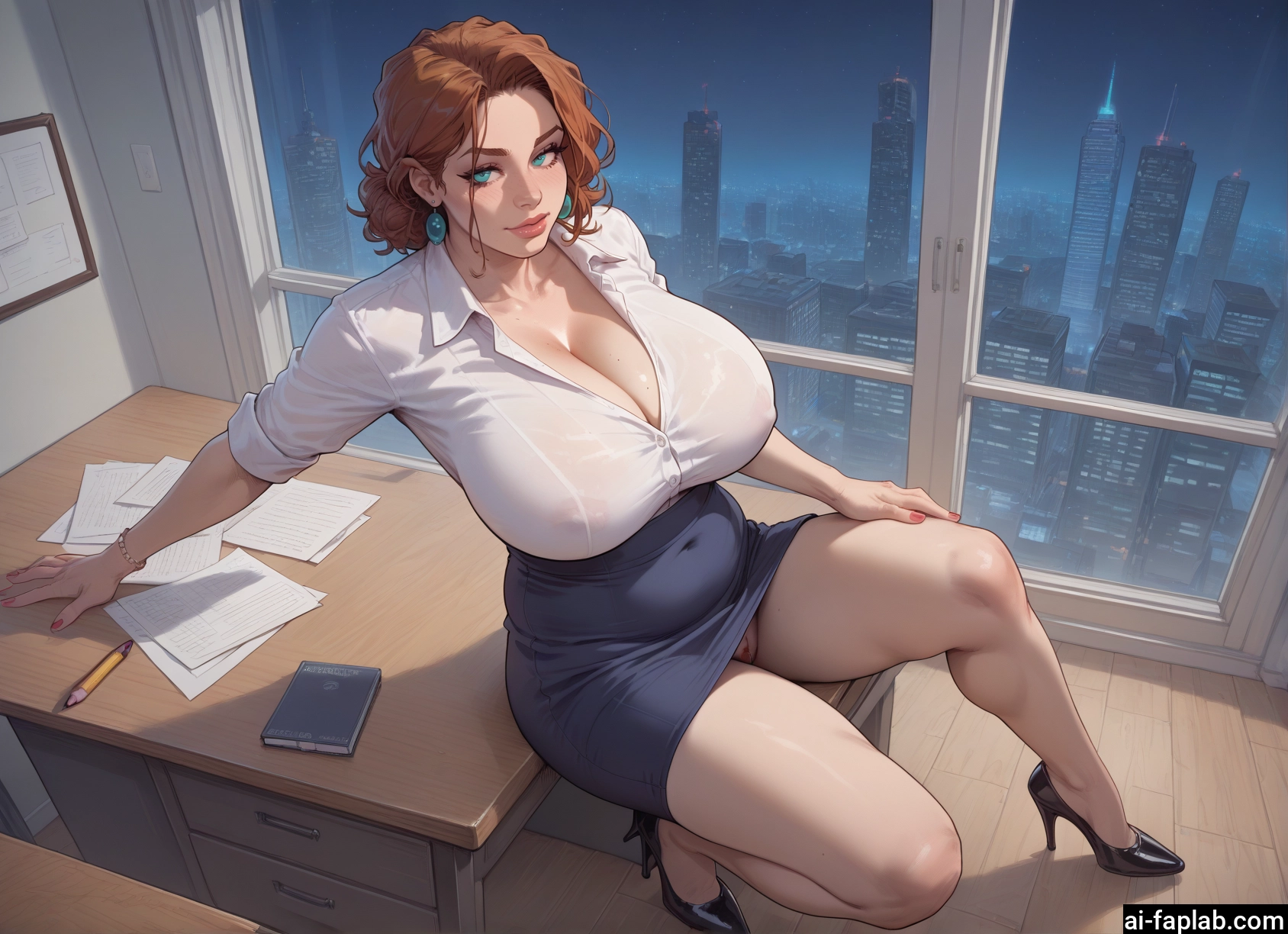 1girl, breasts, high heels, jewelry, skirt, earrings · Yamete.gg