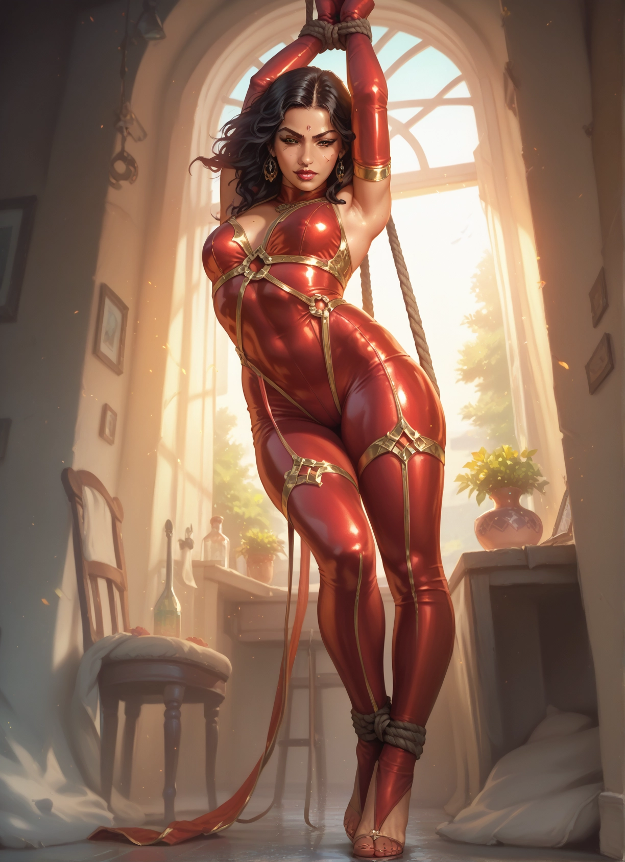 1girl, bound, bdsm, gloves, solo, jewelry · Yamete.gg