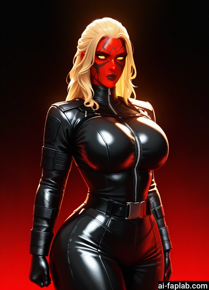 1girl, breasts, blonde hair, bodysuit, solo, mask