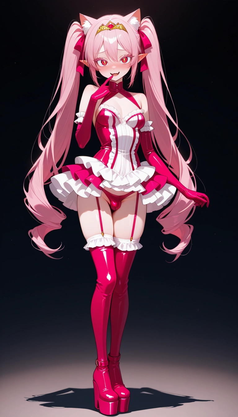 1girl, solo, gloves, pink hair, long hair, twintails · Yamete.gg