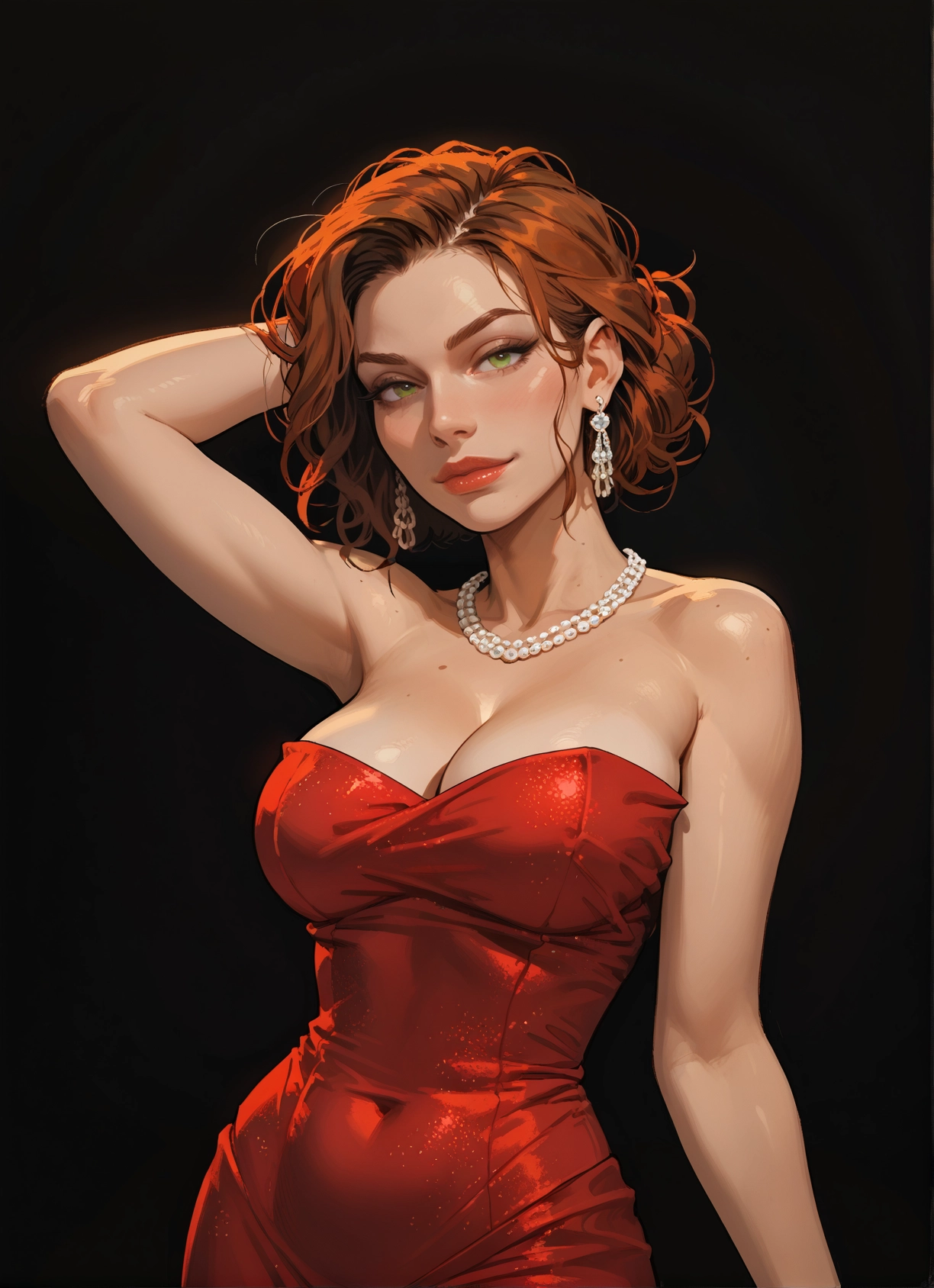 1girl, breasts, jewelry, dress, earrings, solo · Yamete.gg