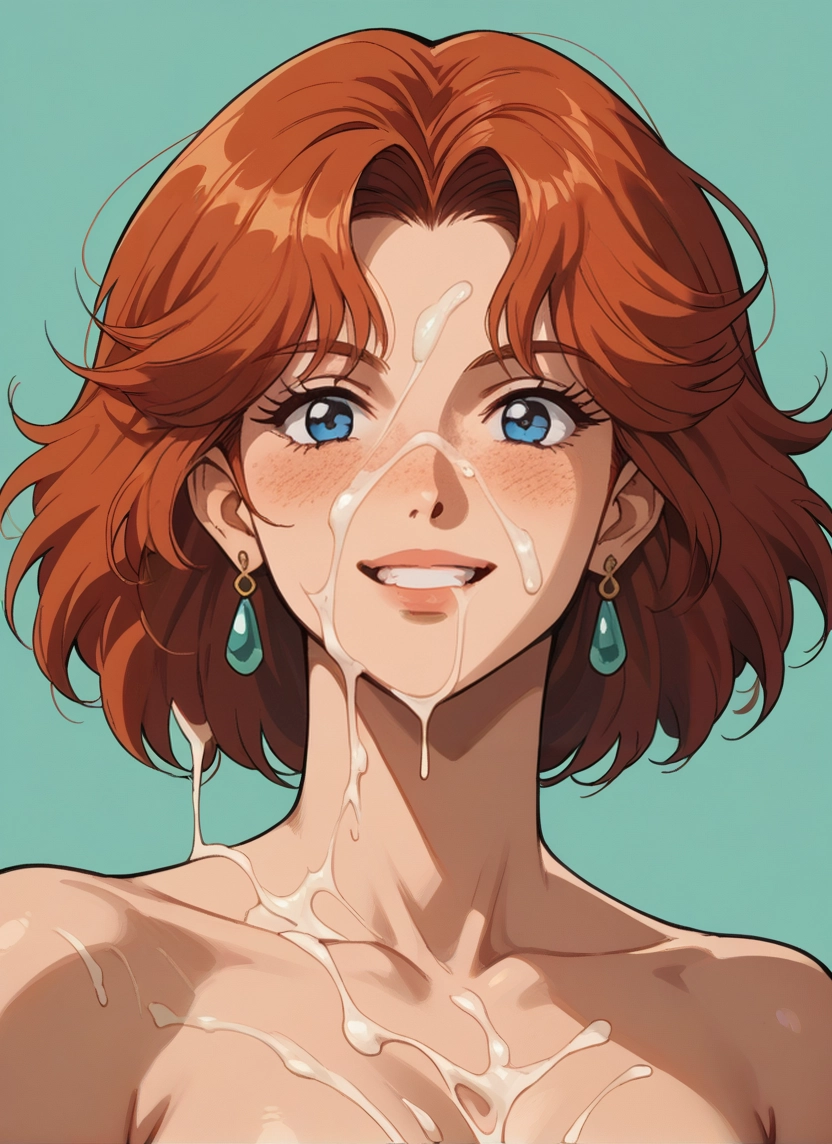 1girl, solo, earrings, smile, cum, jewelry · Yamete.gg