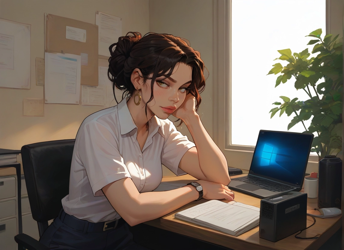 1girl, jewelry, earrings, solo, computer, watch · Yamete.gg