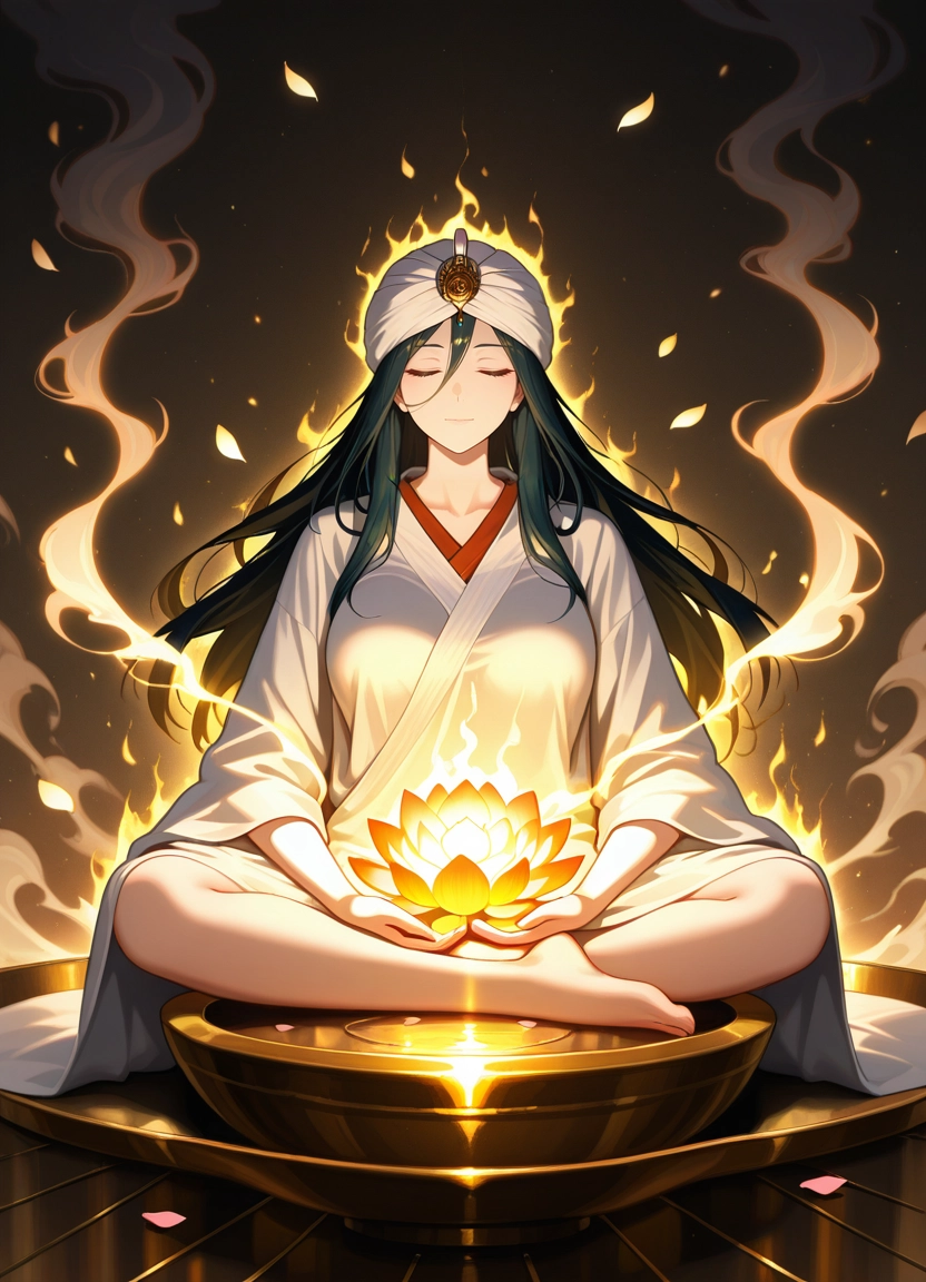 closed eyes, long hair, solo, 1girl, barefoot, sitting · Yamete.gg