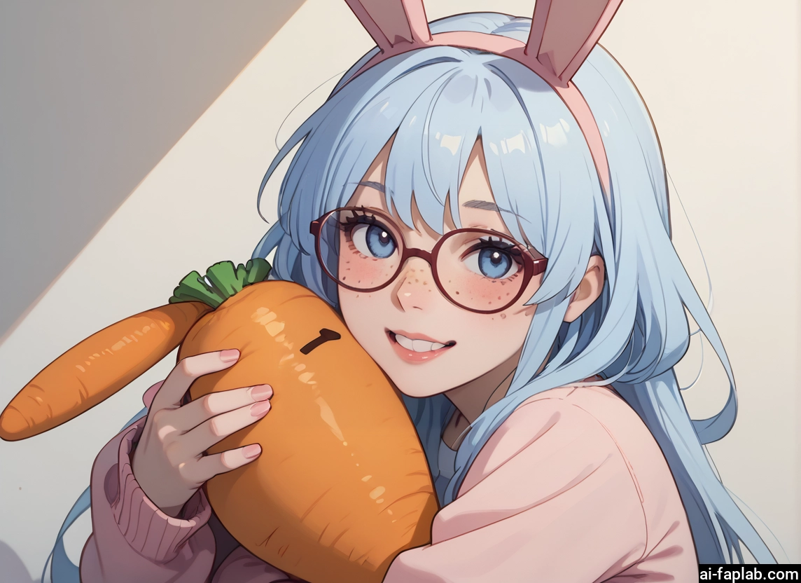 1girl, glasses, animal ears, smile, blue eyes, freckles · Yamete.gg
