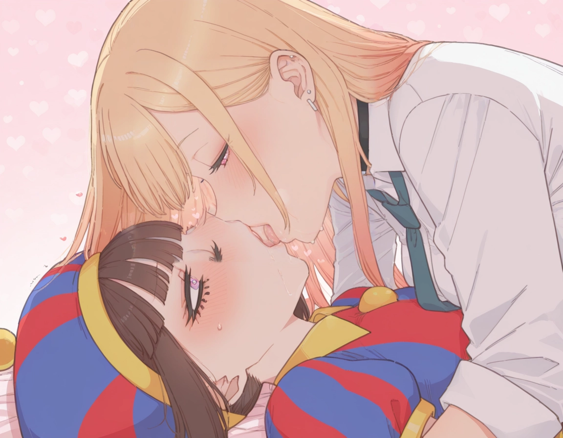 yuri, multiple girls, 2girls, blonde hair, kitagawa marin, heart · Yamete.gg