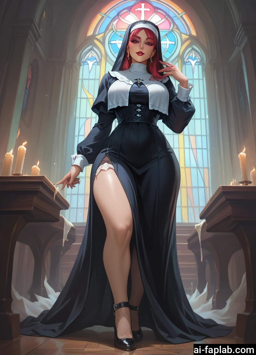 1girl, nun, jewelry, candle, habit, solo