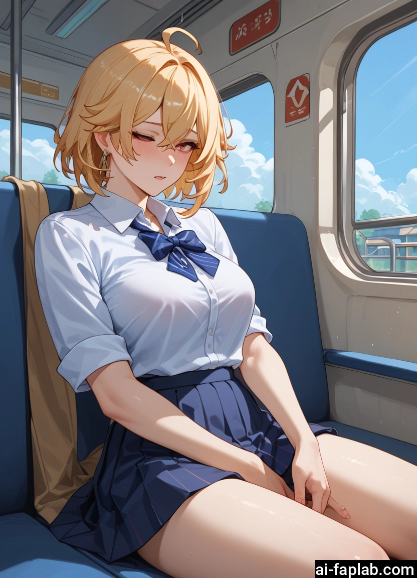1girl, skirt, blonde hair, jewelry, shirt, earrings · Yamete.gg
