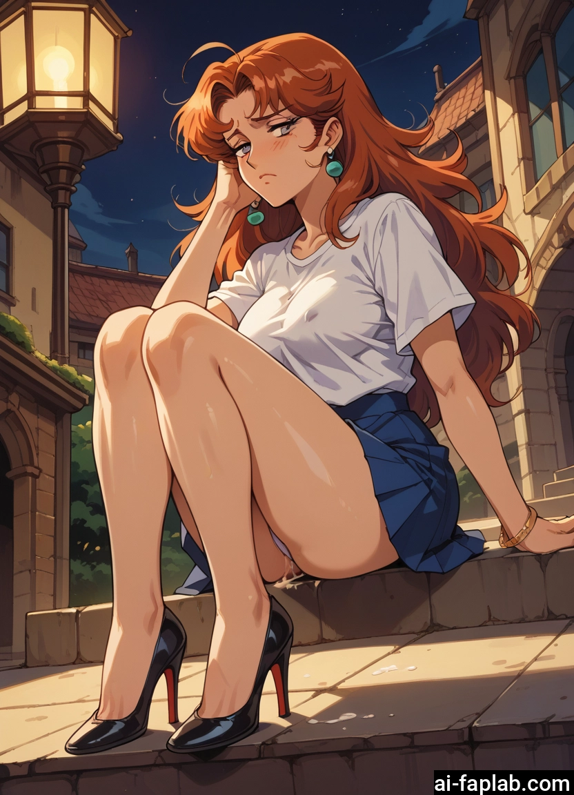 1girl, skirt, jewelry, high heels, earrings, panties · Yamete.gg