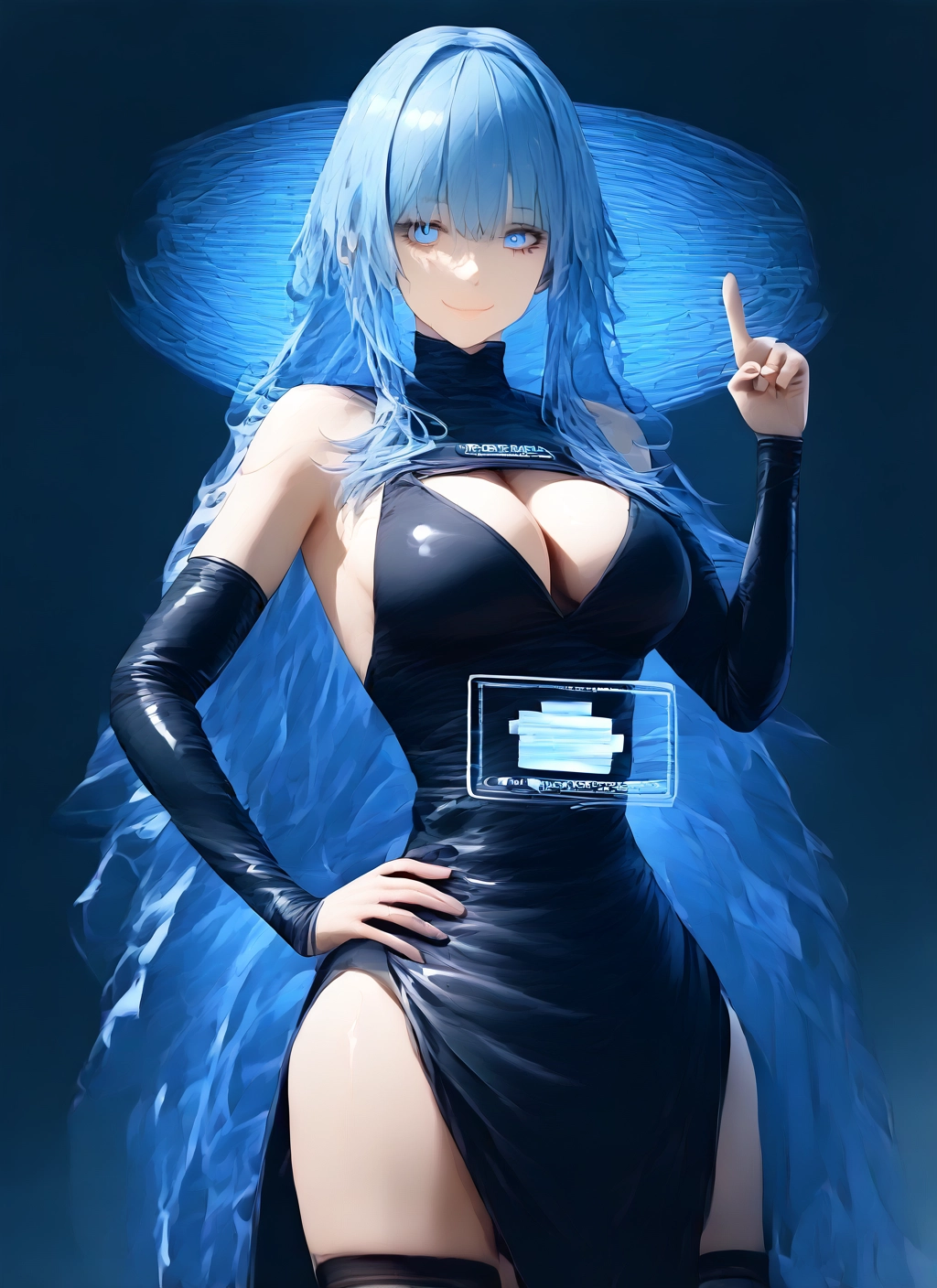 1girl, breasts, long hair, blue eyes, dress, large breasts · Yamete.gg
