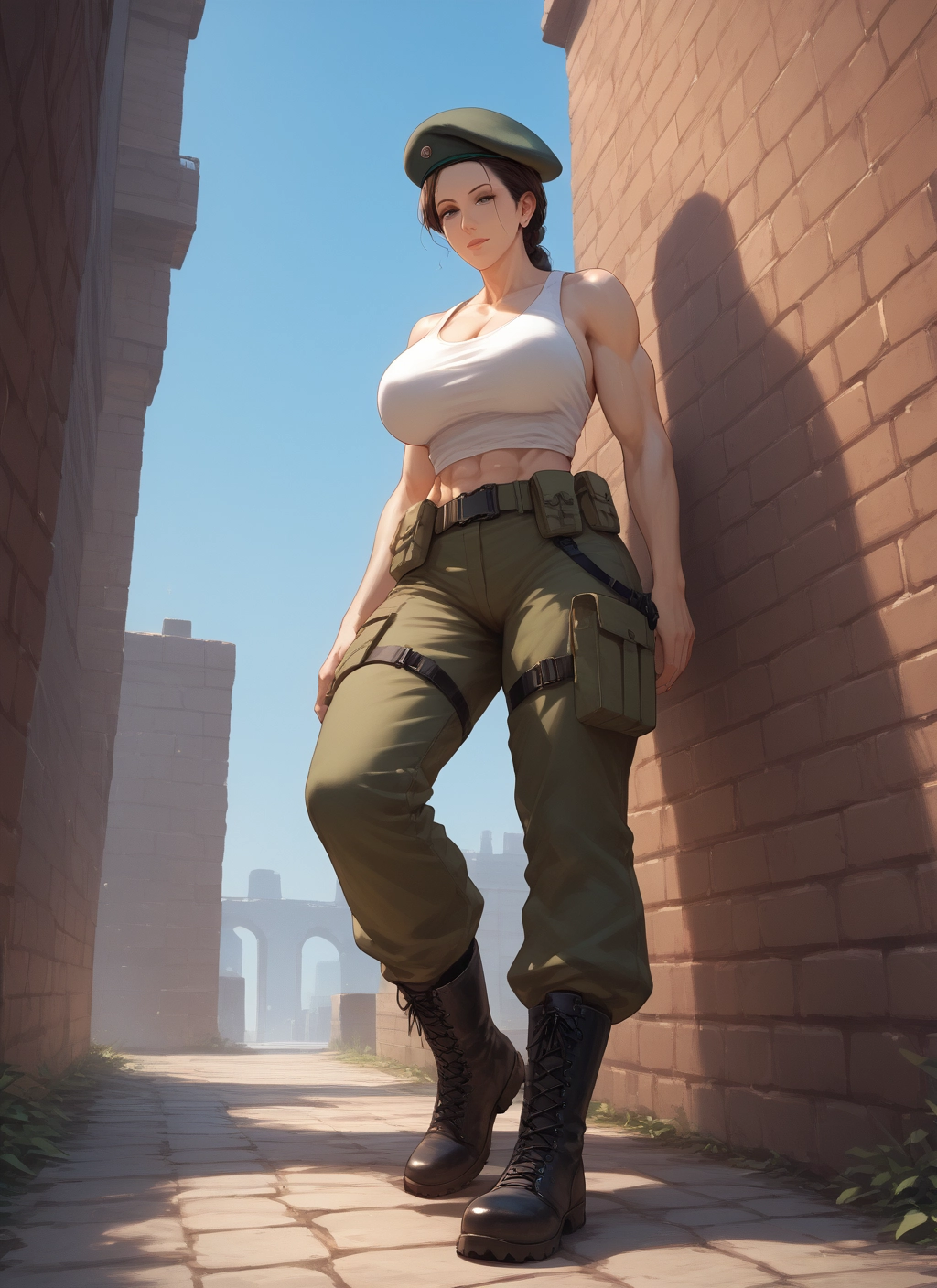 1girl, breasts, hat, boots, abs, muscular · Yamete.gg