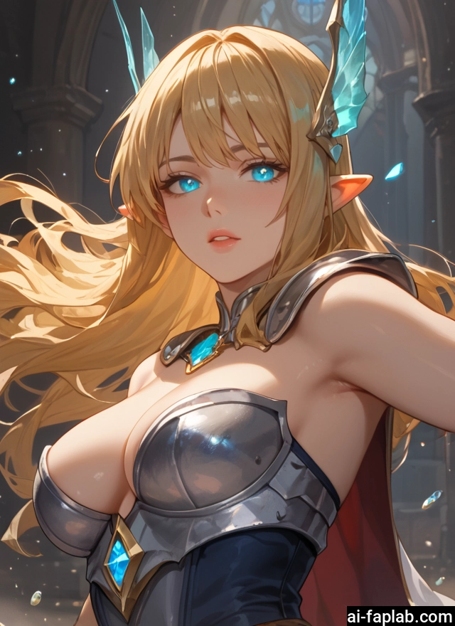 1girl, breasts, blonde hair, pointy ears, solo, long hair · Yamete.gg