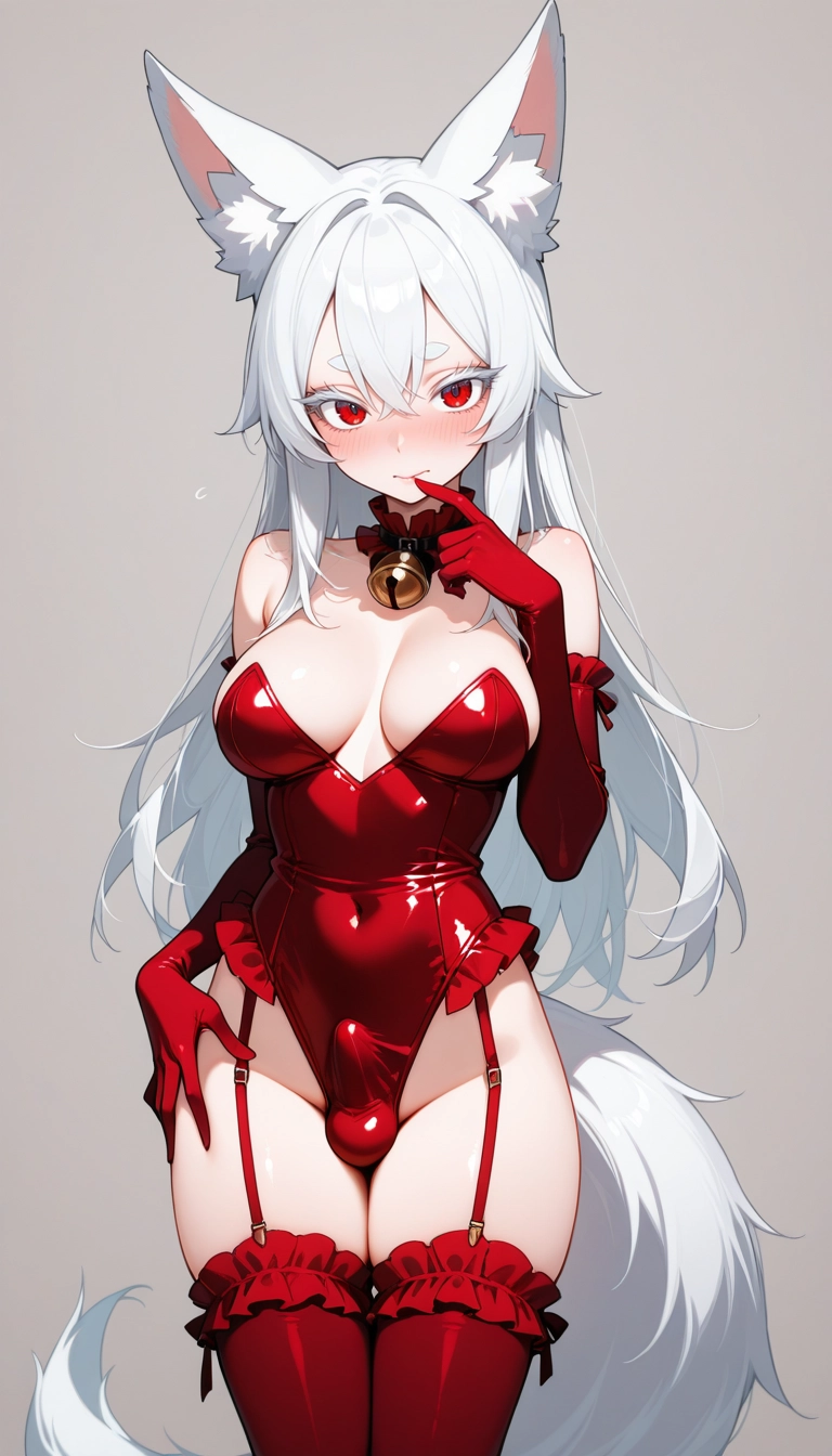 gloves, leotard, 1girl, solo, animal ears, red thighhighs · Yamete.gg