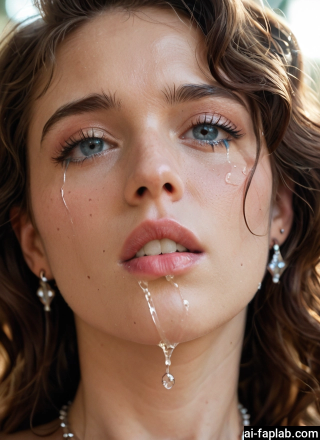 1girl, solo, jewelry, earrings, tears, brown hair · Yamete.gg