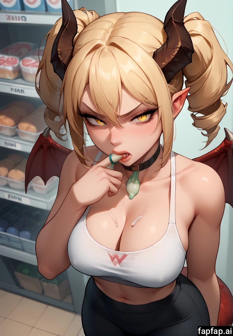 1girl, breasts, wings, horns, cleavage, solo · Yamete.gg