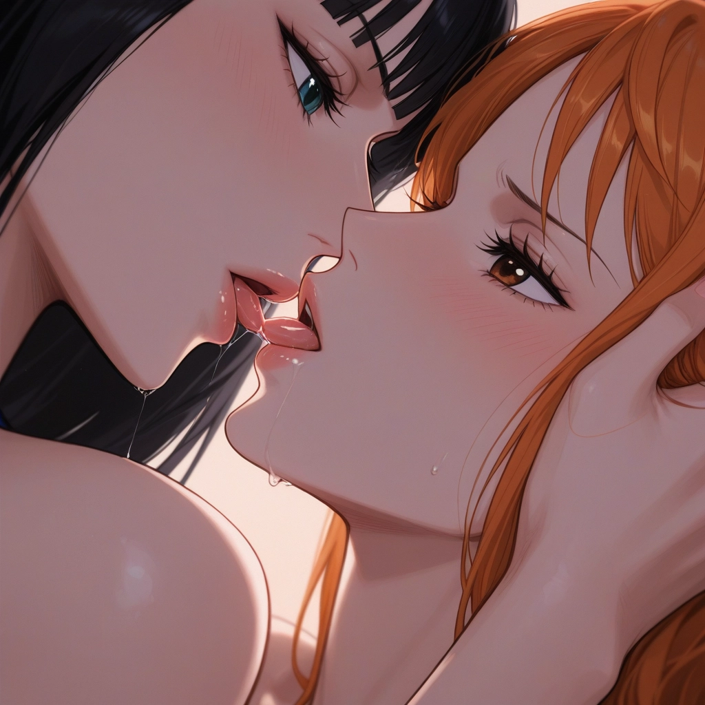 multiple girls, 2girls, yuri, saliva, kiss, tongue · Yamete.gg
