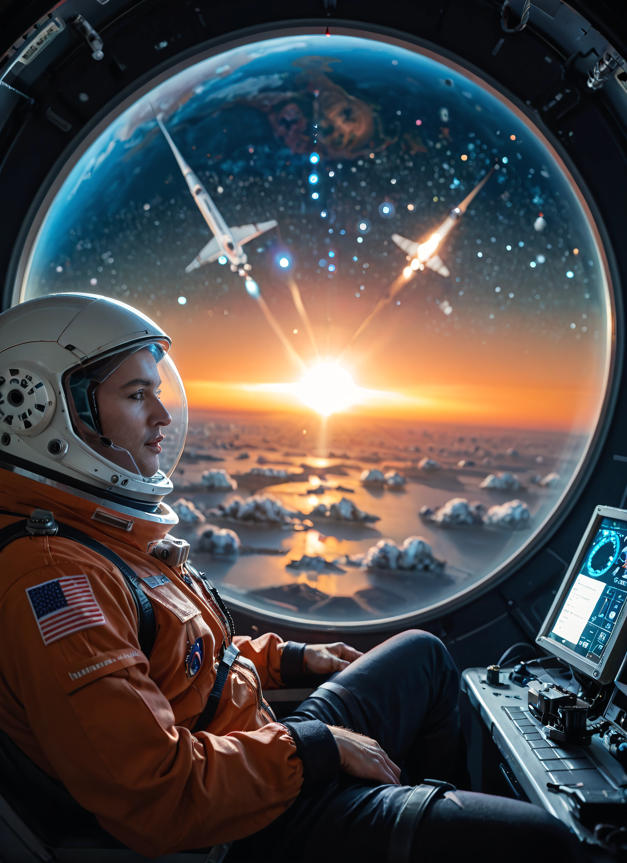 helmet, spacesuit, space, planet, astronaut, american flag · Yamete.gg