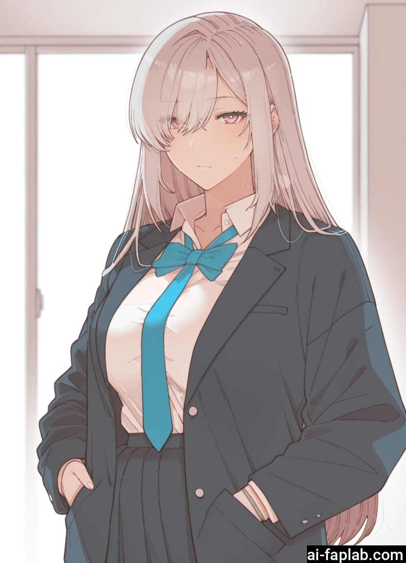 1girl, solo, skirt, necktie, long hair, jacket