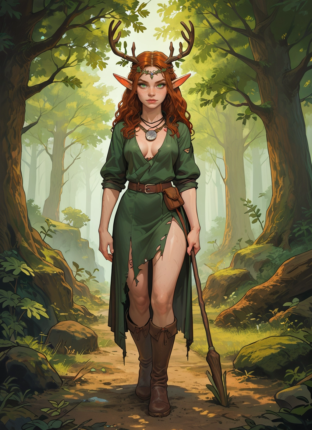 1girl, pointy ears, solo, boots, breasts, jewelry · Yamete.gg