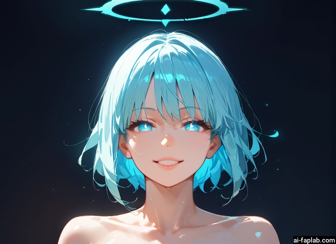 1girl, solo, smile, halo, looking at viewer, blue eyes · Yamete.gg