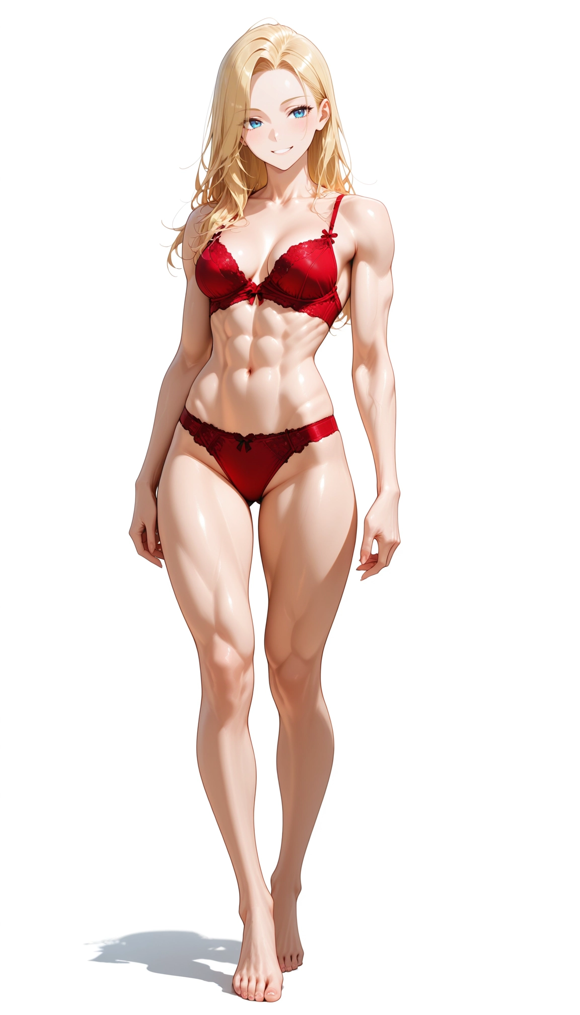 1girl, underwear, muscular female, muscular, solo, blonde hair · Yamete.gg