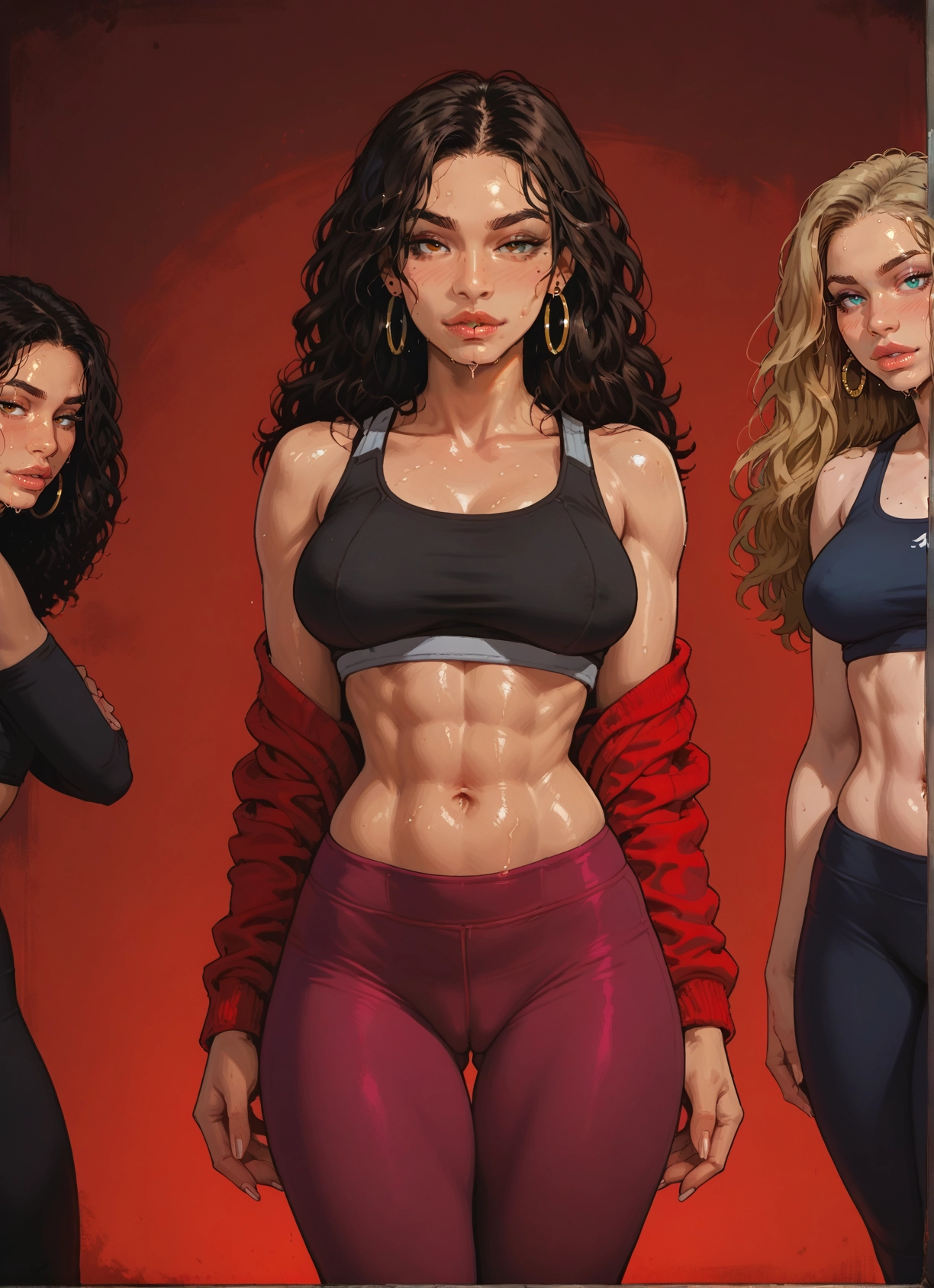jewelry, earrings, breasts, blonde hair, navel, abs · Yamete.gg
