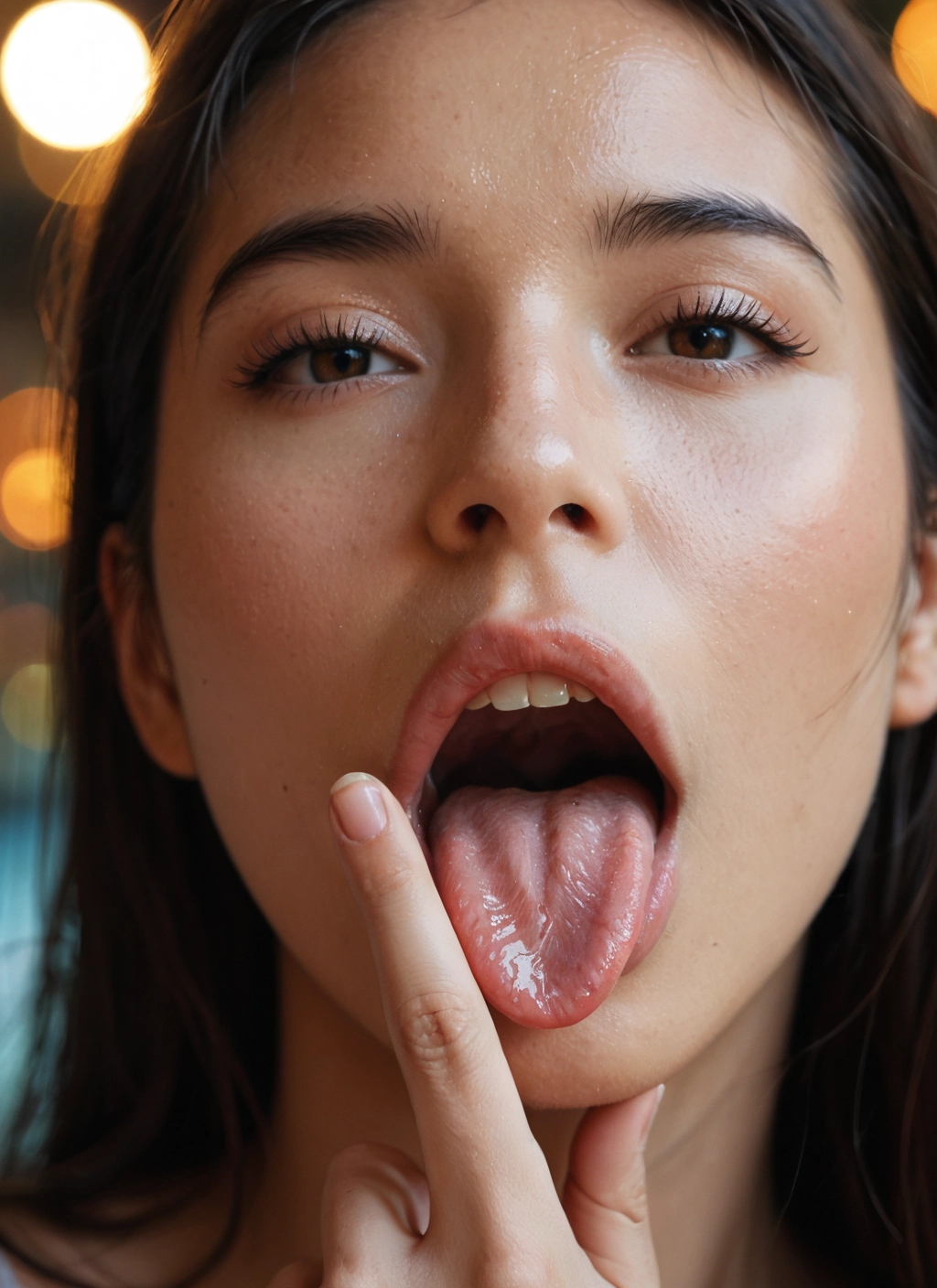 1girl, solo, tongue, tongue out, looking at viewer, brown eyes · Yamete.gg