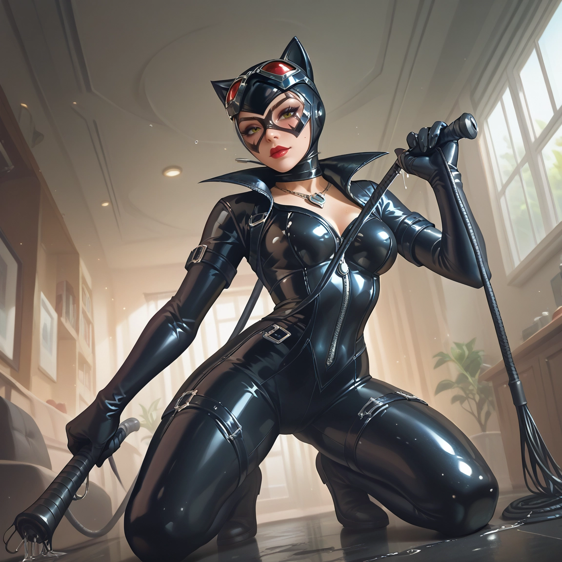 1girl, bodysuit, solo, breasts, whip, latex · Yamete.gg