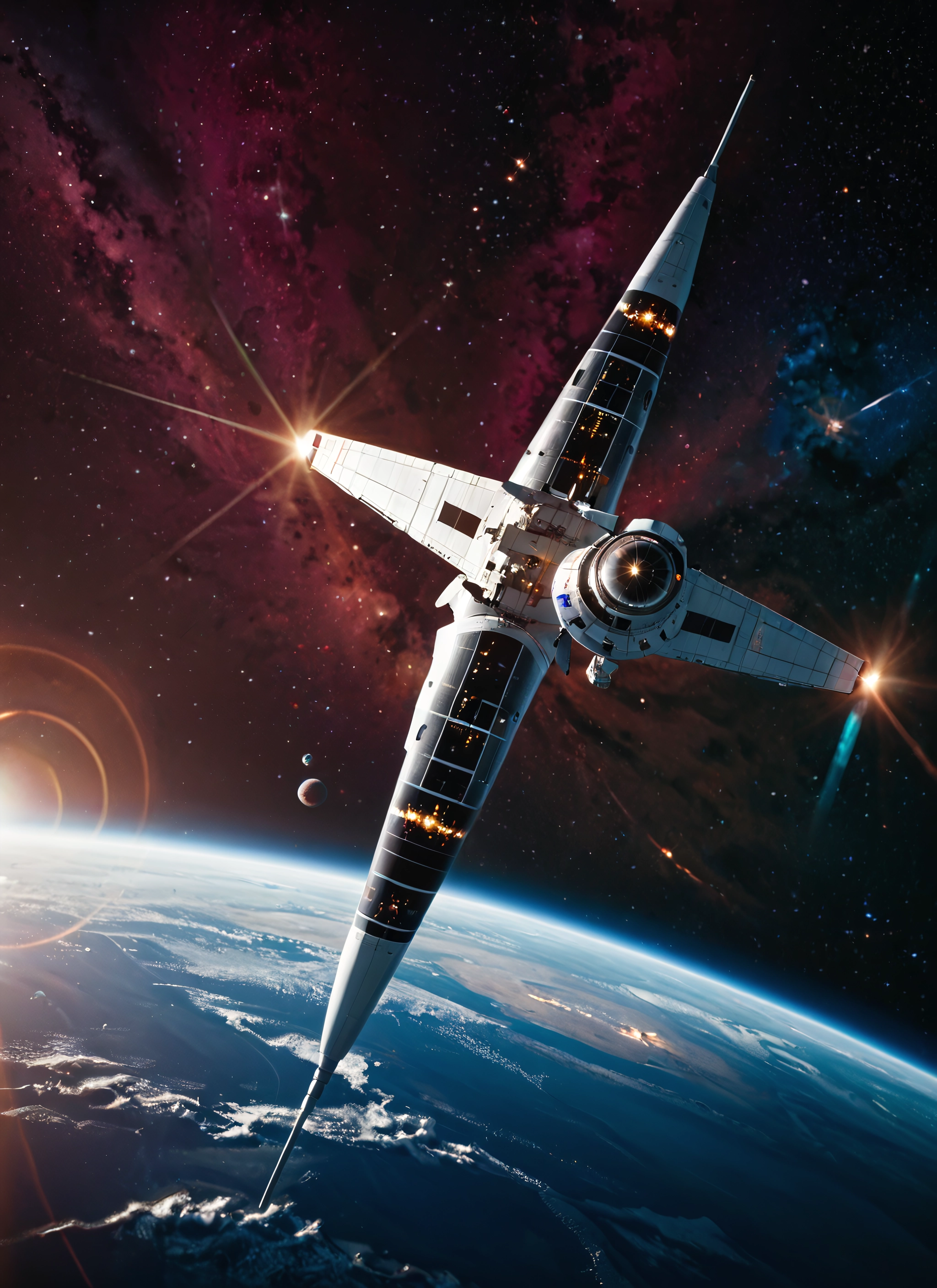 no humans, space, planet, earth (planet), star (sky), space craft · Yamete.gg