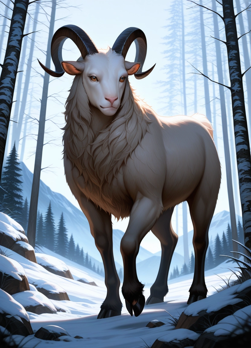 no humans, tree, horns, outdoors, nature, animal · Yamete.gg
