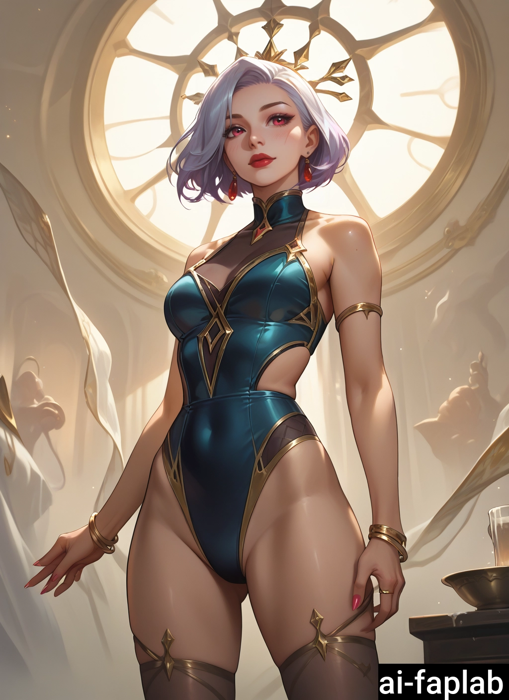jewelry, 1girl, red eyes, breasts, earrings, bracelet · Yamete.gg