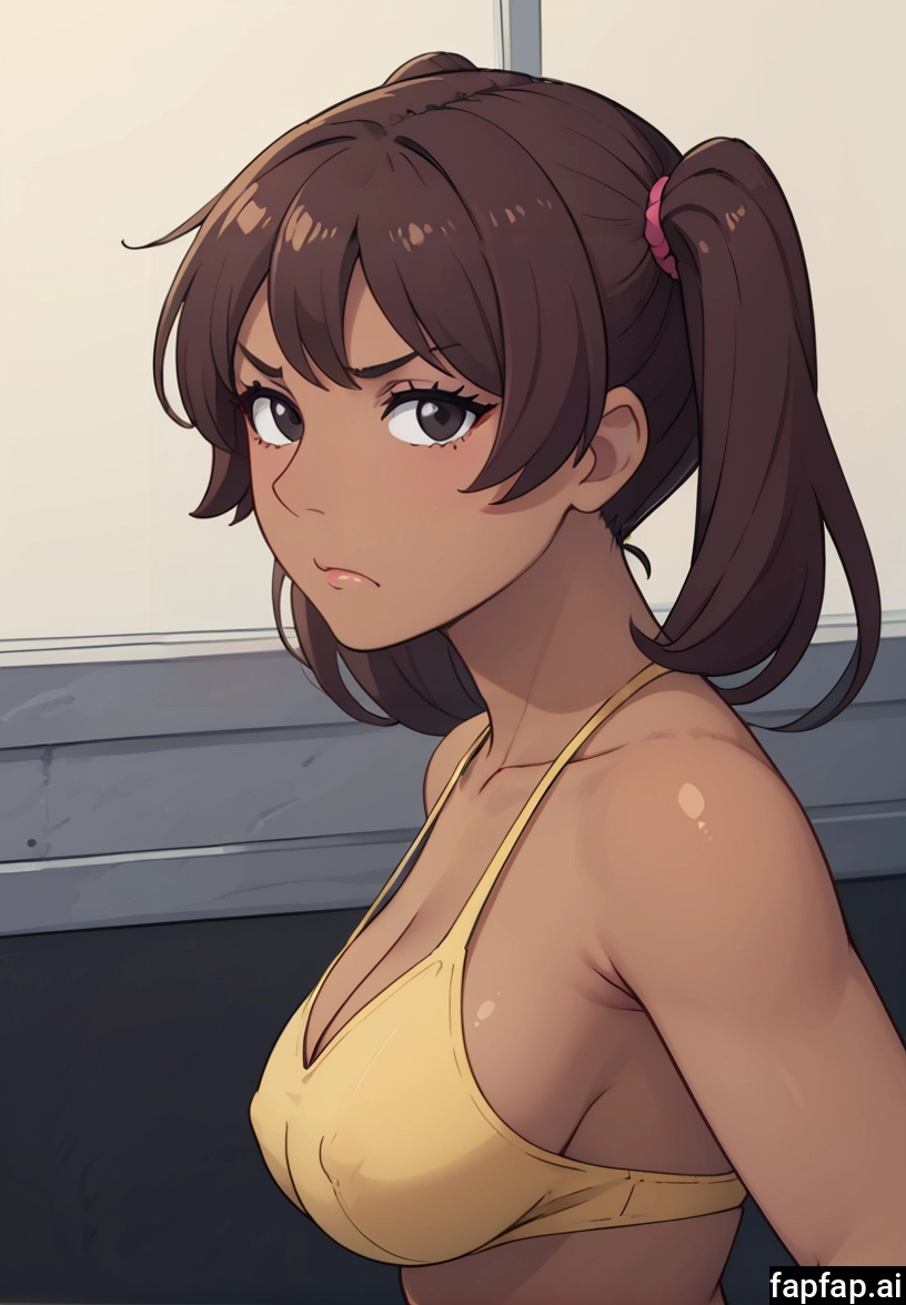 1girl, solo, breasts, brown hair, twintails, dark skin · Yamete.gg