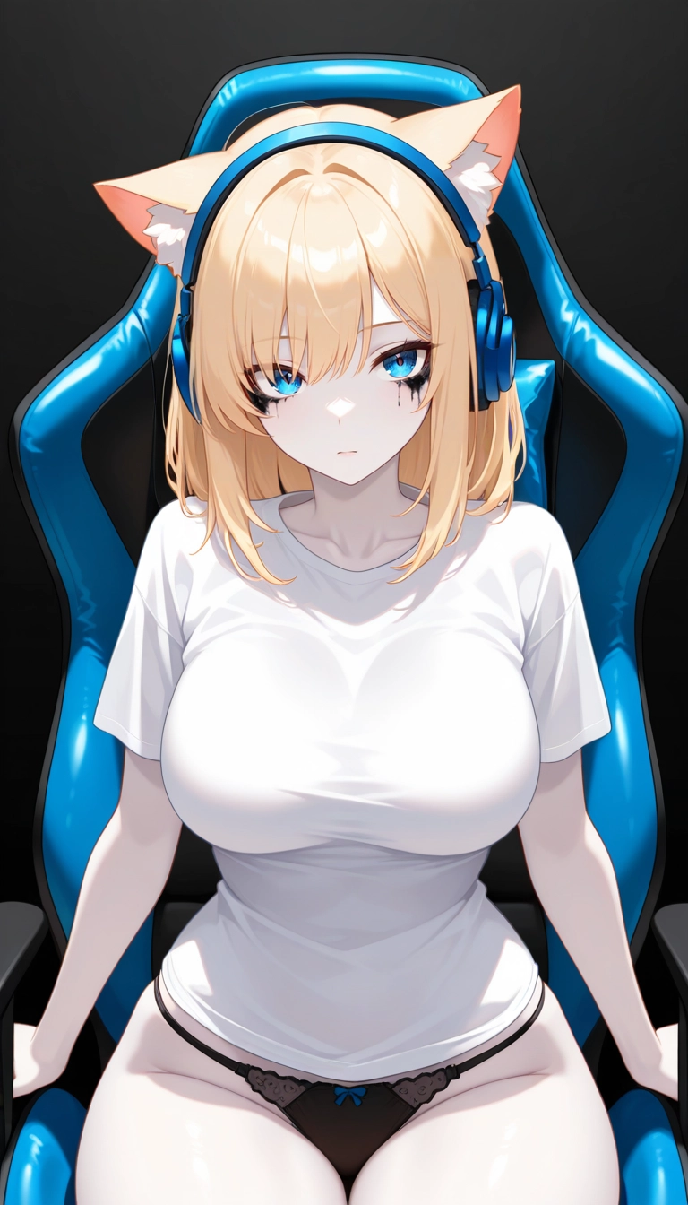 1girl, solo, animal ears, breasts, blonde hair, underwear · Yamete.gg