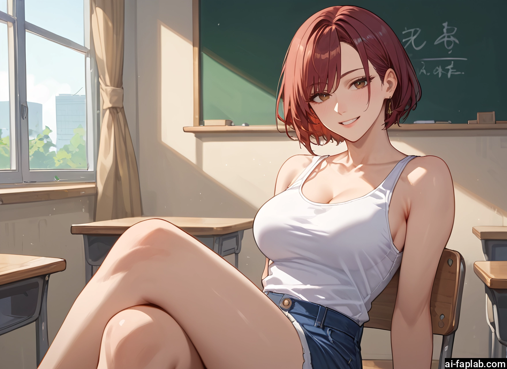 breasts, 1girl, shorts, smile, jewelry, cleavage · Yamete.gg