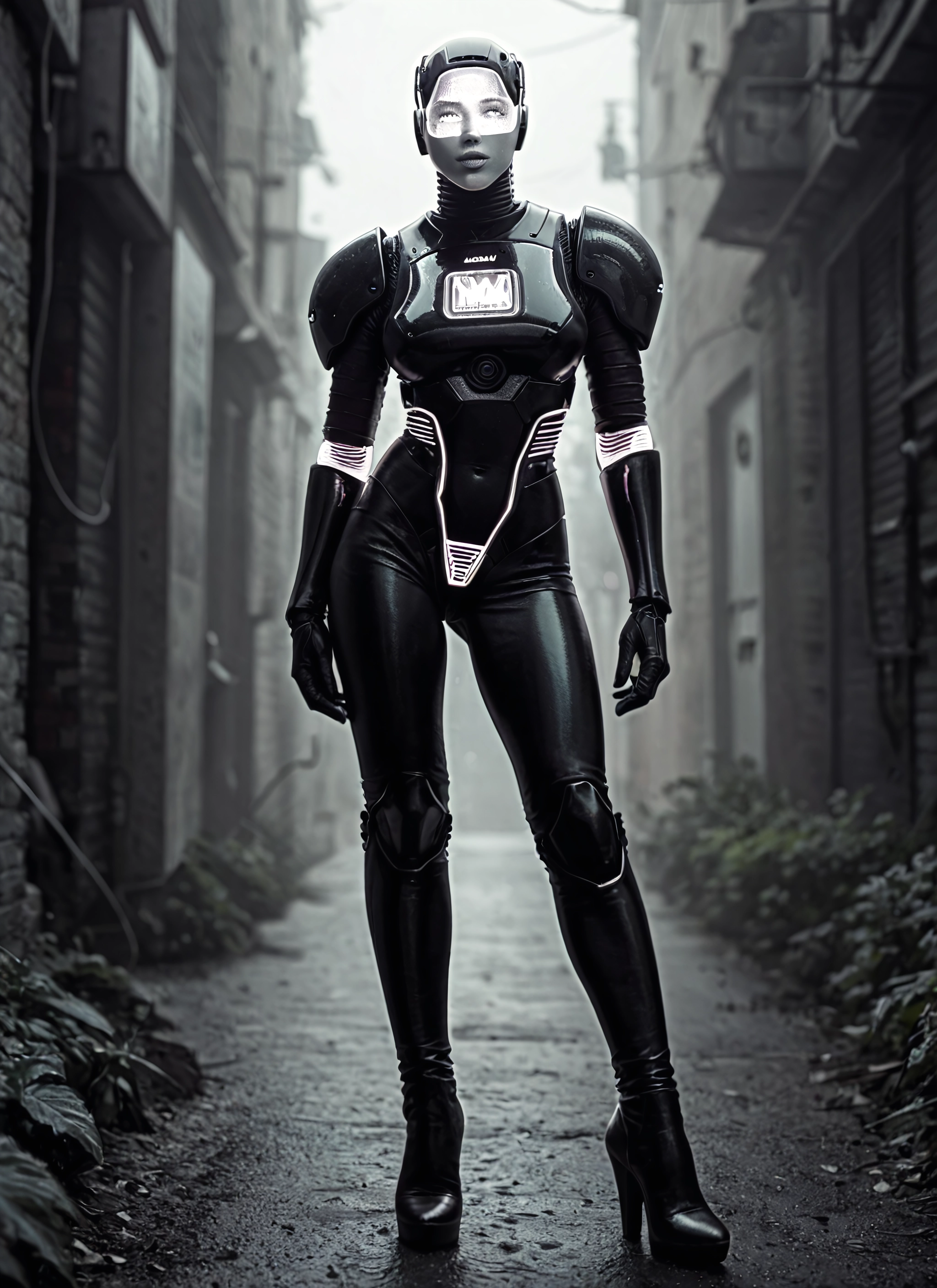 1girl, solo, high heels, bodysuit, outdoors, full body · Yamete.gg