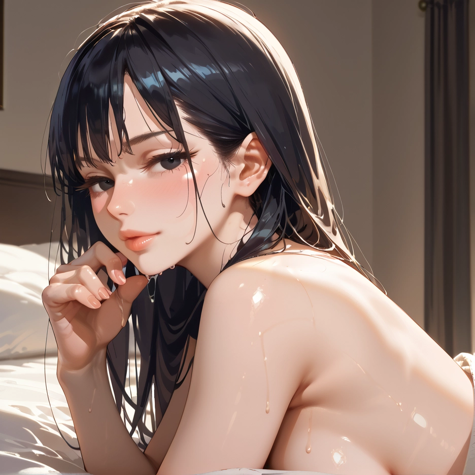 1girl, solo, breasts, looking at viewer, black hair, long hair · Yamete.gg