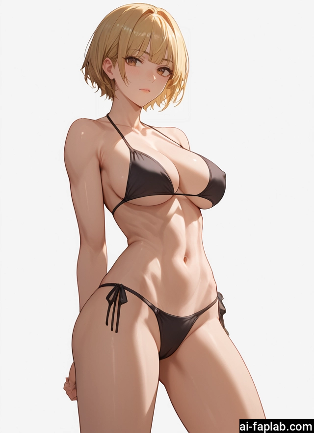 1girl, breasts, swimsuit, bikini, blonde hair, solo