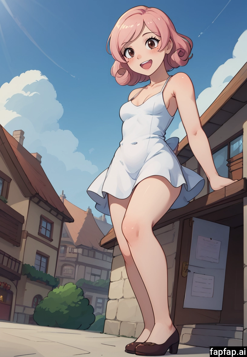 1girl, dress, breasts, outdoors, solo, open mouth · Yamete.gg