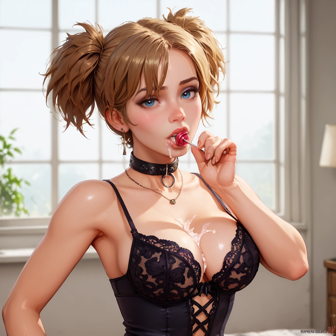1girl, breasts, food, solo, candy, lollipop · Yamete.gg