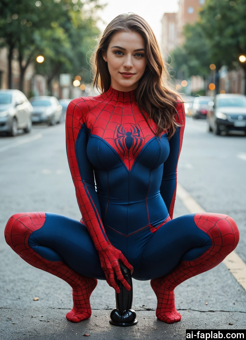 1girl, bodysuit, squatting, dildo, sex toy, solo