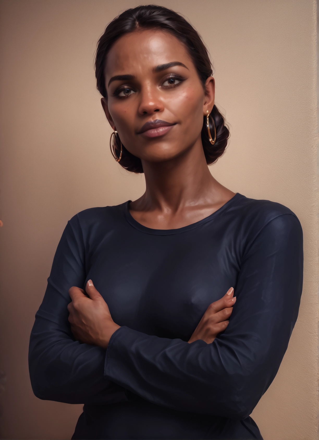 1girl, jewelry, earrings, solo, covered nipples, hoop earrings · Yamete.gg