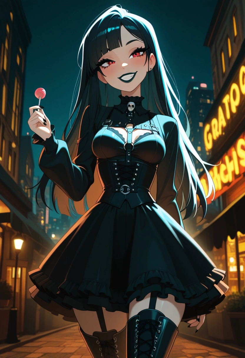 1girl, solo, dress, long hair, thighhighs, long sleeves · Yamete.gg