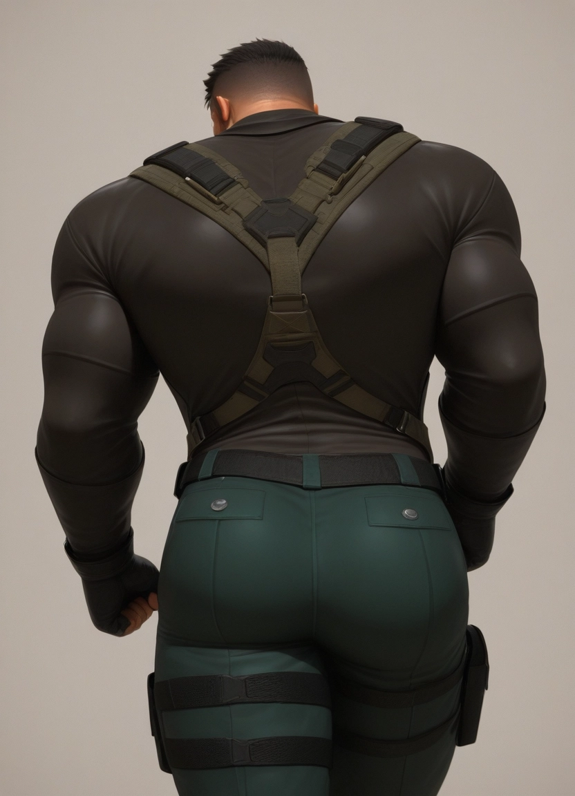 bara, male focus, 1boy, solo, ass, muscular