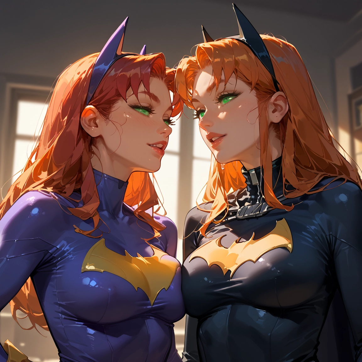 multiple girls, 2girls, green eyes, breasts, long hair, bodysuit · Yamete.gg