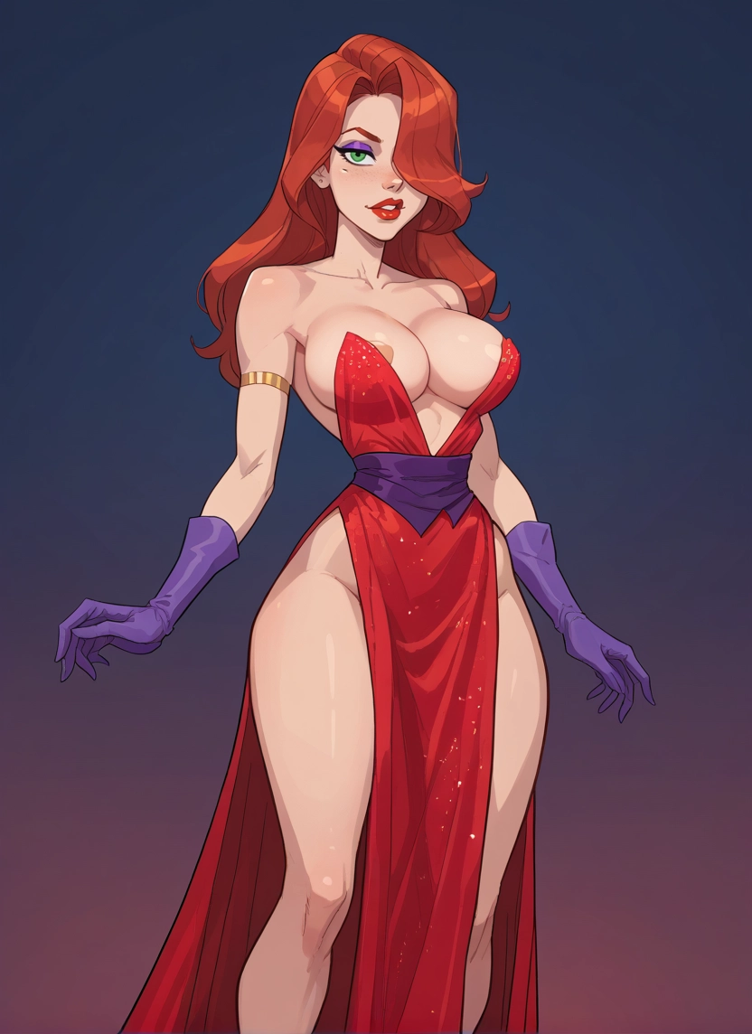 1girl, breasts, gloves, solo, green eyes, dress · Yamete.gg